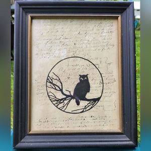 Owl In Tree Framed Paper Cut Silouette